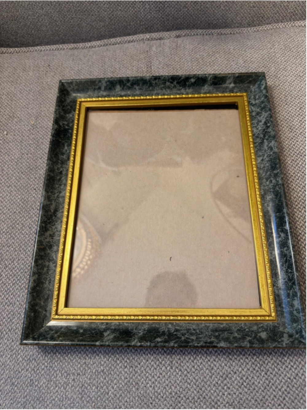 Holston vintage 8x10 picture frame with green faux marble and gold border MCM